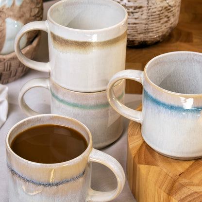 Set Of 4 Reactive Glaze Fade Mugs