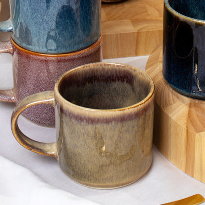 Set Of 4 Dark Mix Reactive Glaze Mugs