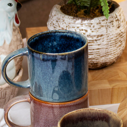 Set Of 4 Dark Mix Reactive Glaze Mugs