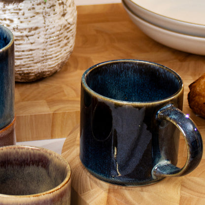 Set Of 4 Dark Mix Reactive Glaze Mugs