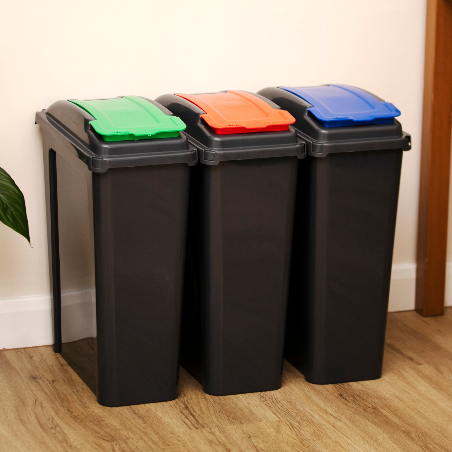 Set Of 3 Slimline 25L Plastic Recycle Bins