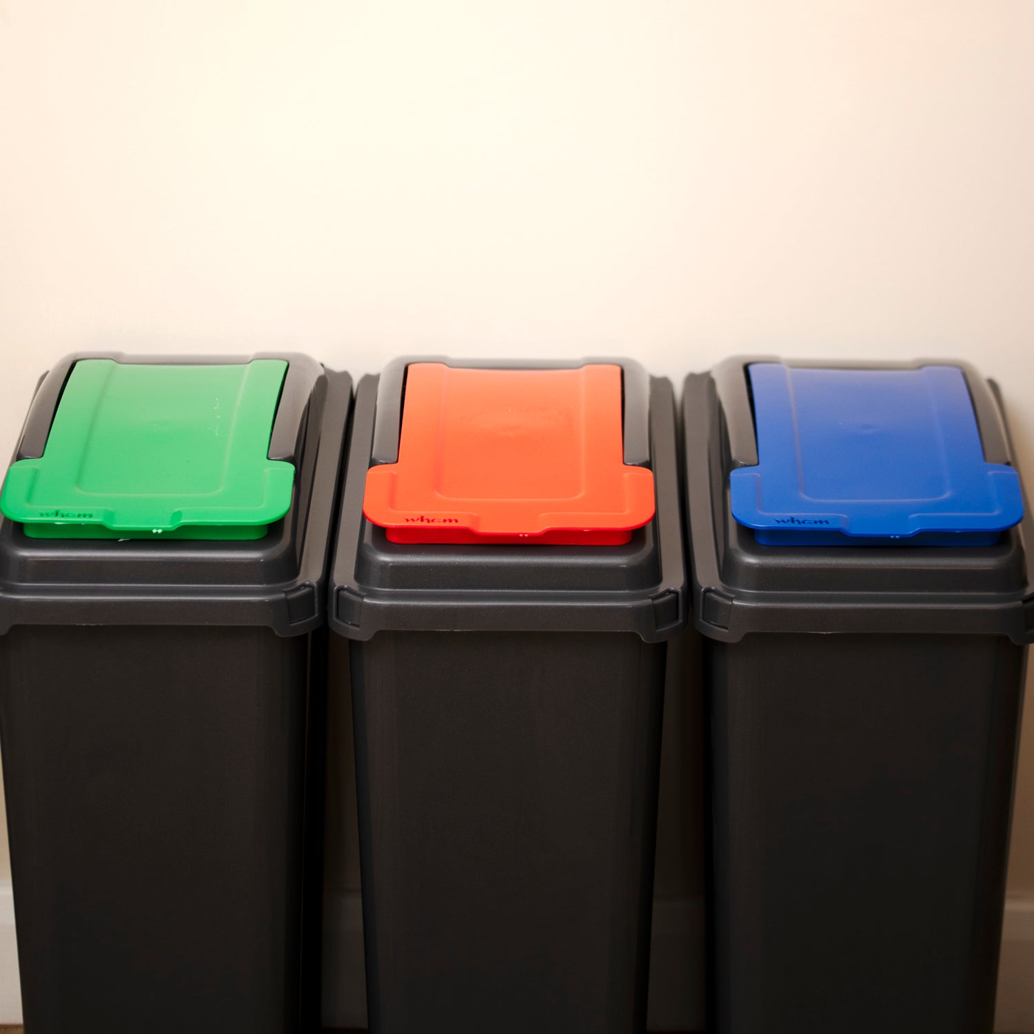 Set Of 3 Slimline 25L Plastic Recycle Bins