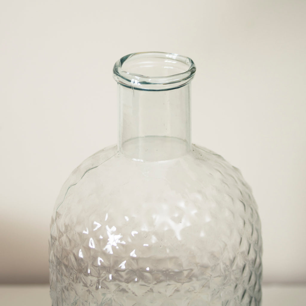 Recycled Glass Clear Honeycomb Bottle Vase