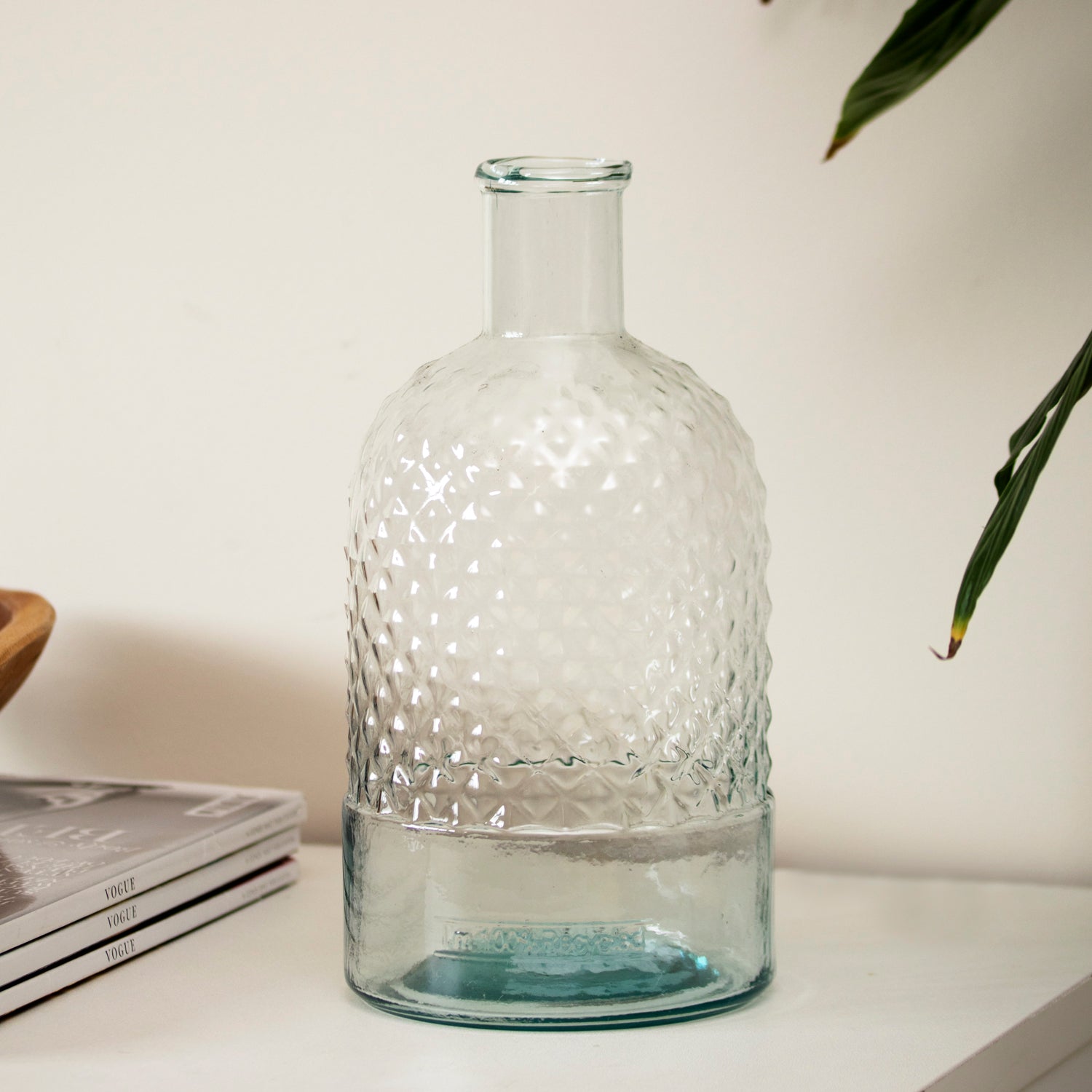 Recycled Glass Clear Honeycomb Bottle Vase
