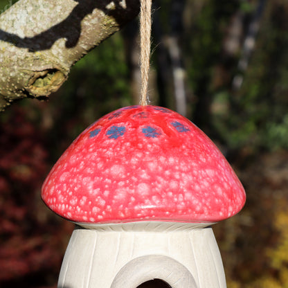 Red Terracotta Mushroom Bird House