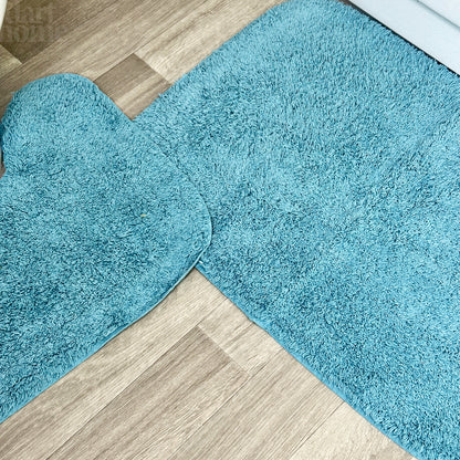 Sea Blue Bath And Pedestal Mat Set