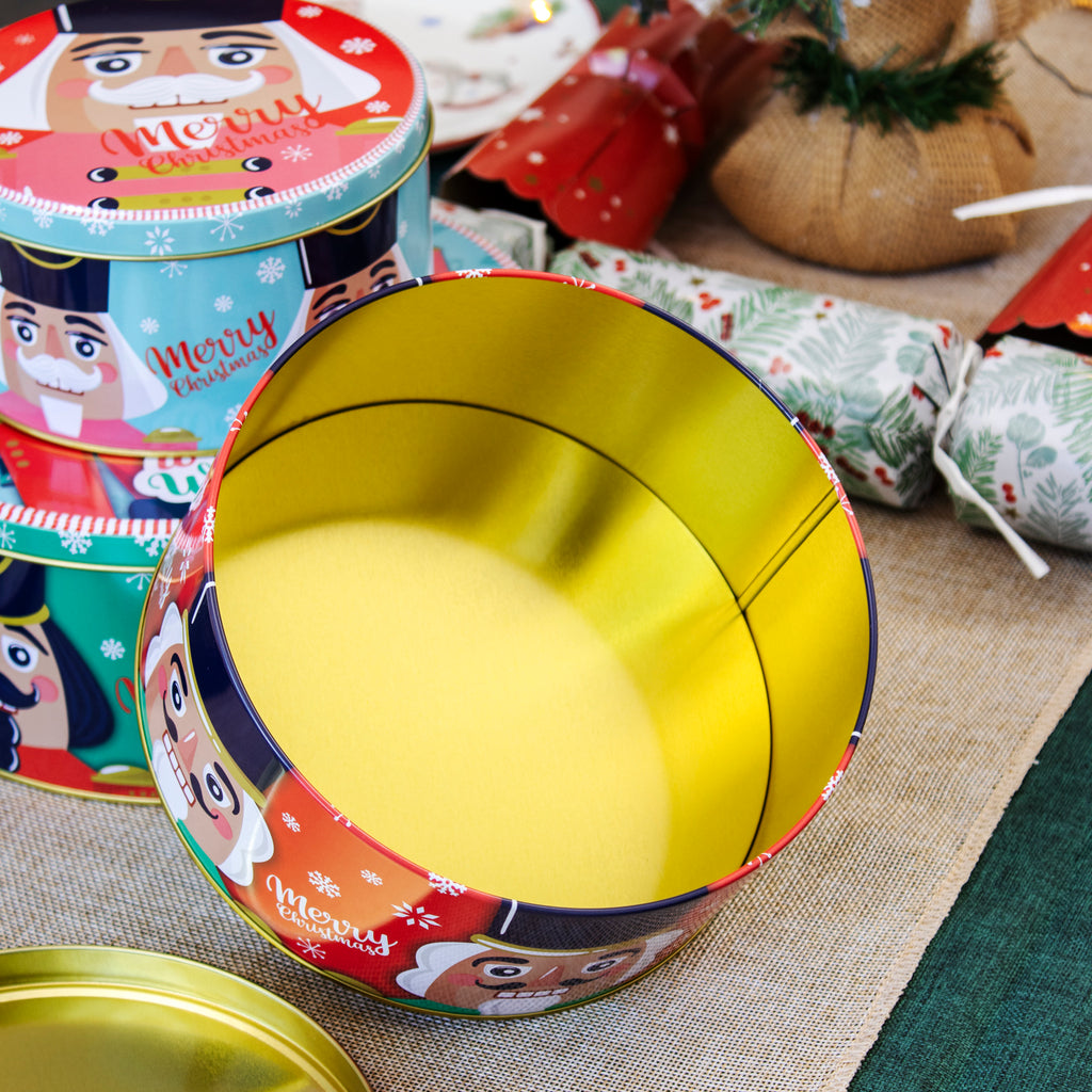 Set Of 3 Christmas Nutcracker Nesting Cake Tins