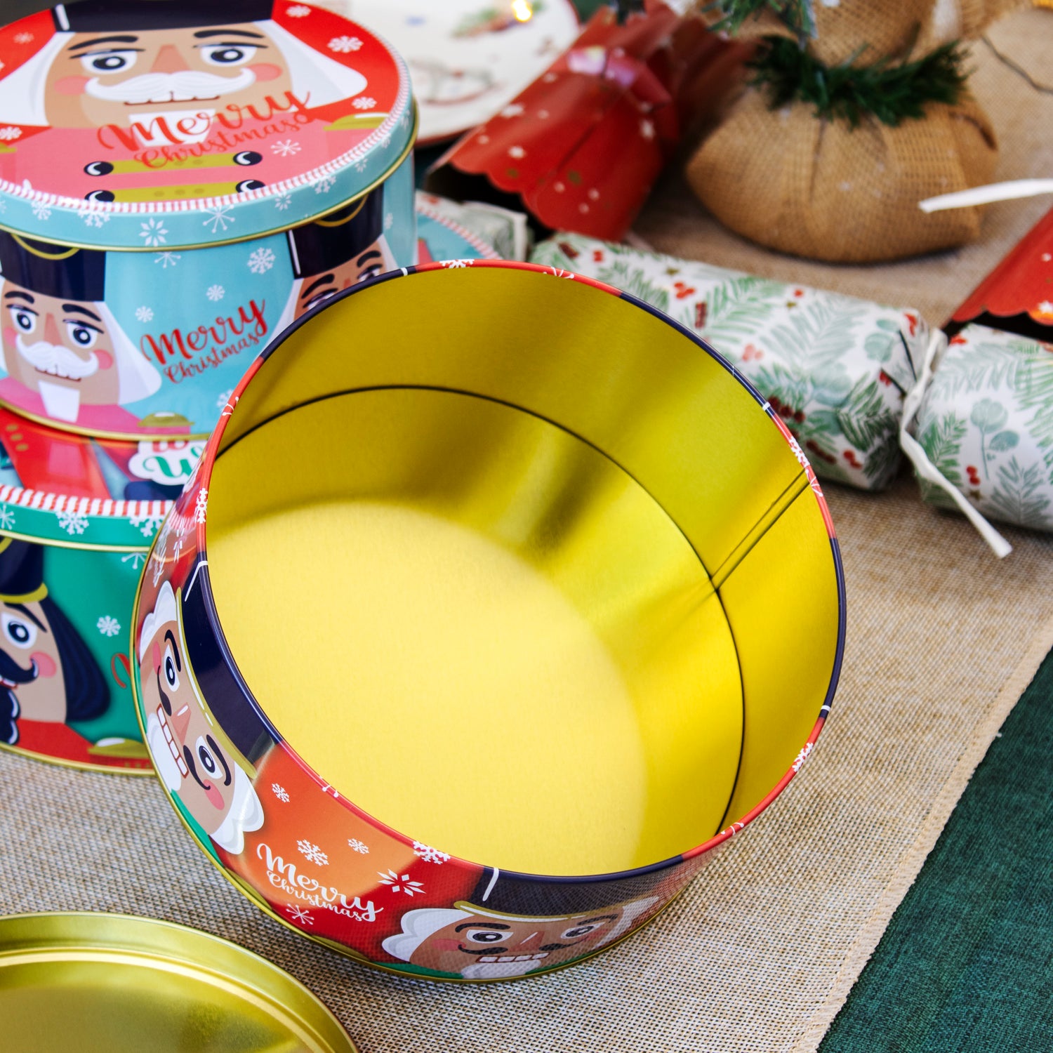 Set Of 3 Christmas Nutcracker Nesting Cake Tins