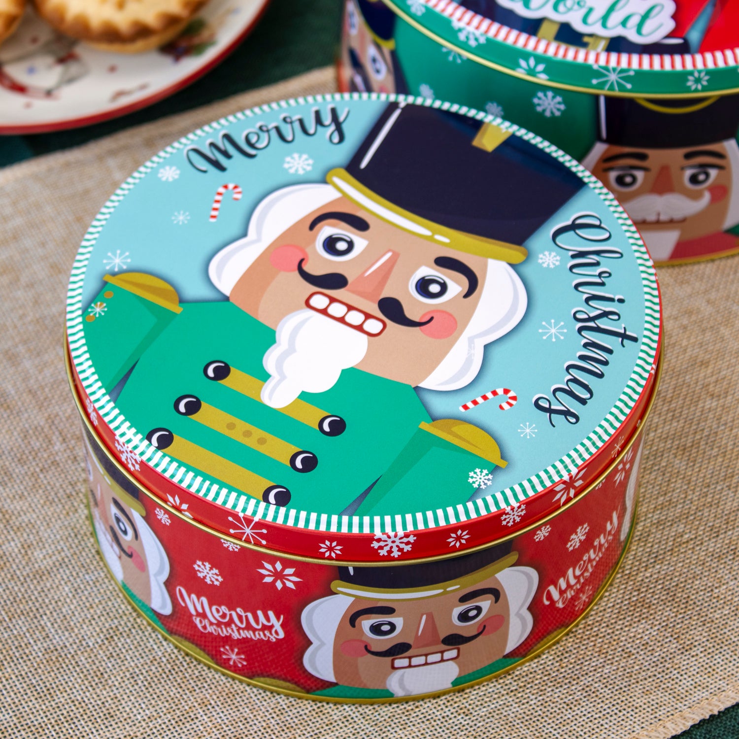 Set Of 3 Christmas Nutcracker Nesting Cake Tins