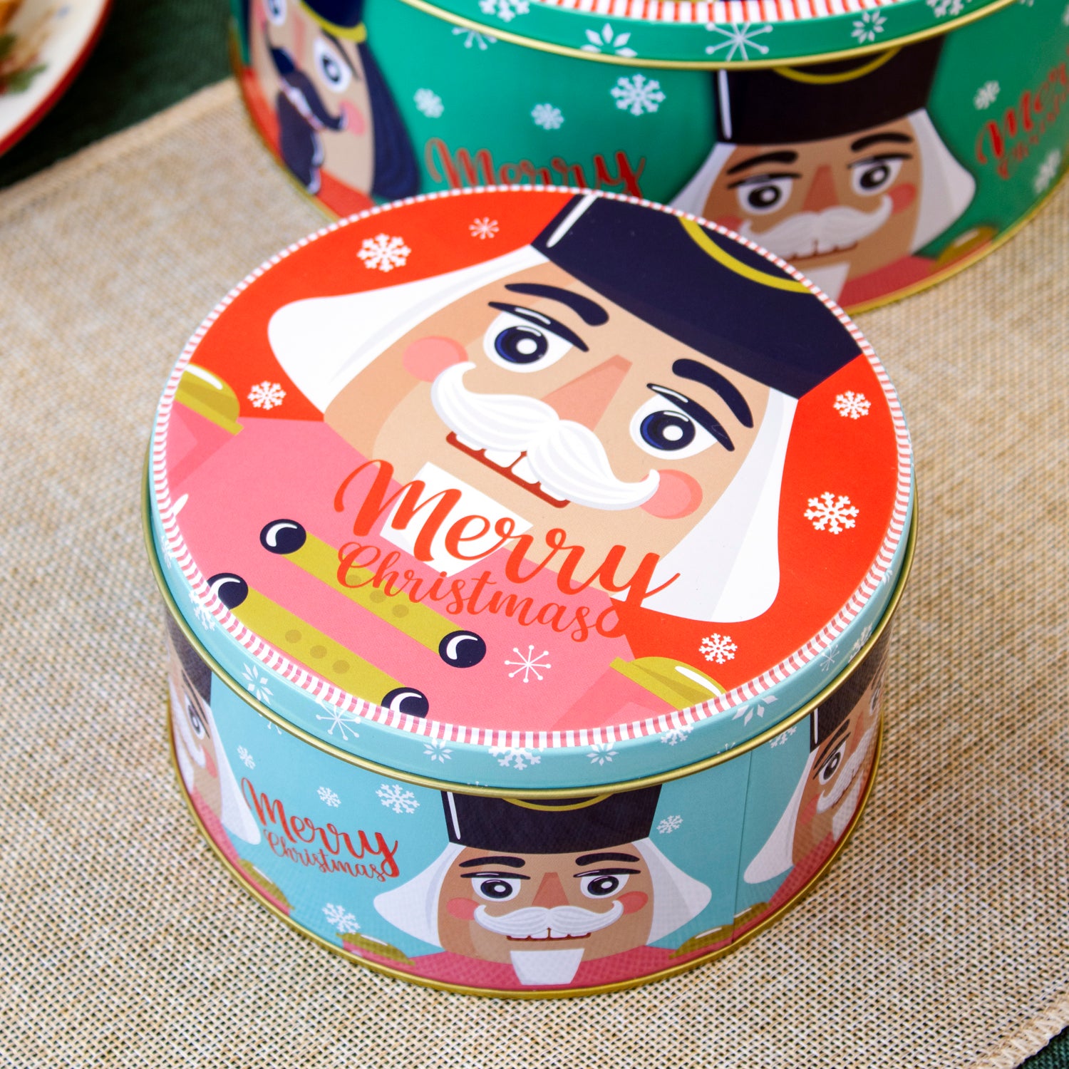 Set Of 3 Christmas Nutcracker Nesting Cake Tins