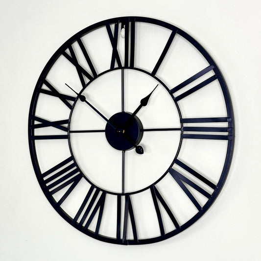 Black Metal Skeleton 47cm Wall Clock