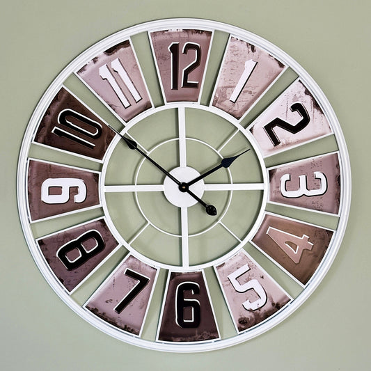 White Cut Out Numbers 80cm Wall Clock