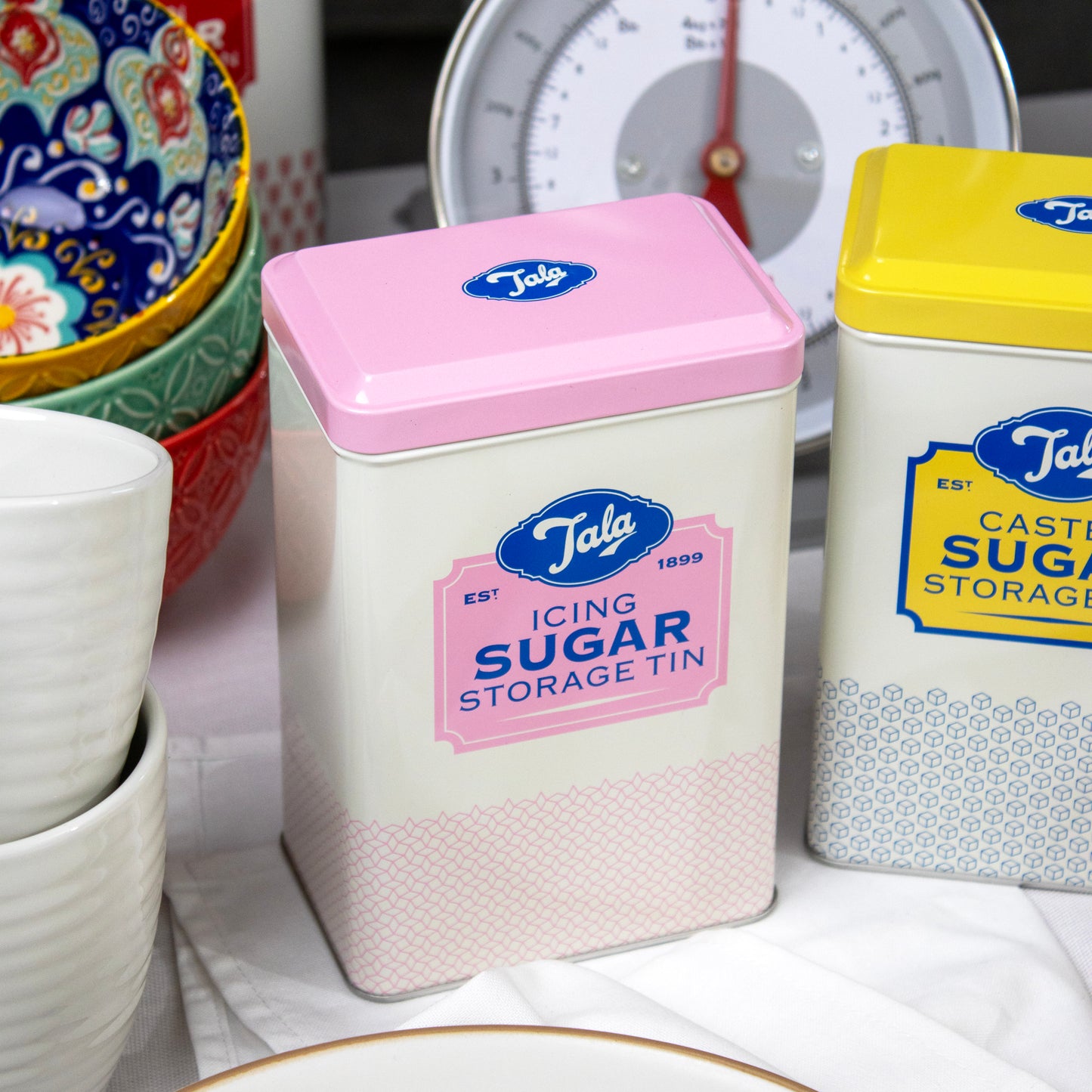 Set Of 4 Retro Tala Flour And Sugar Storage Tins