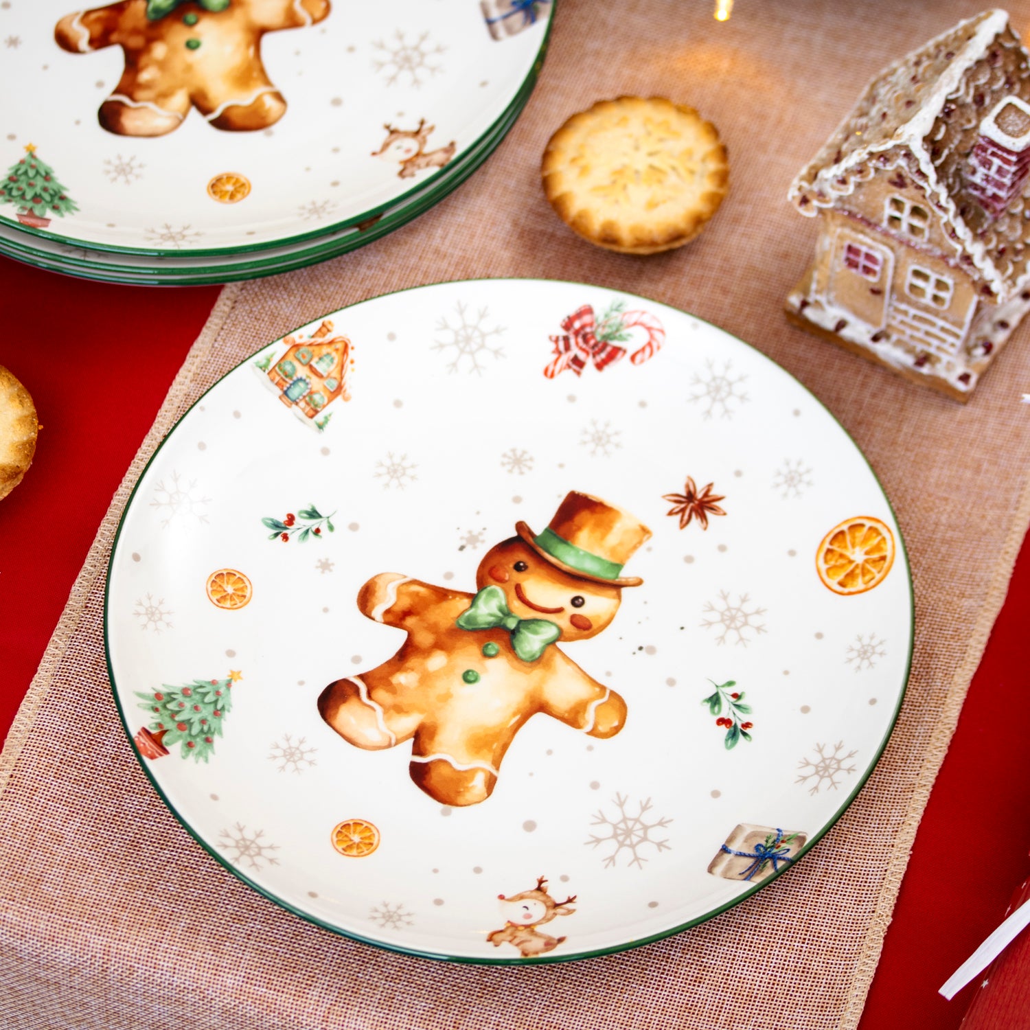 Set Of 4 Gingerbread Man Side Plates