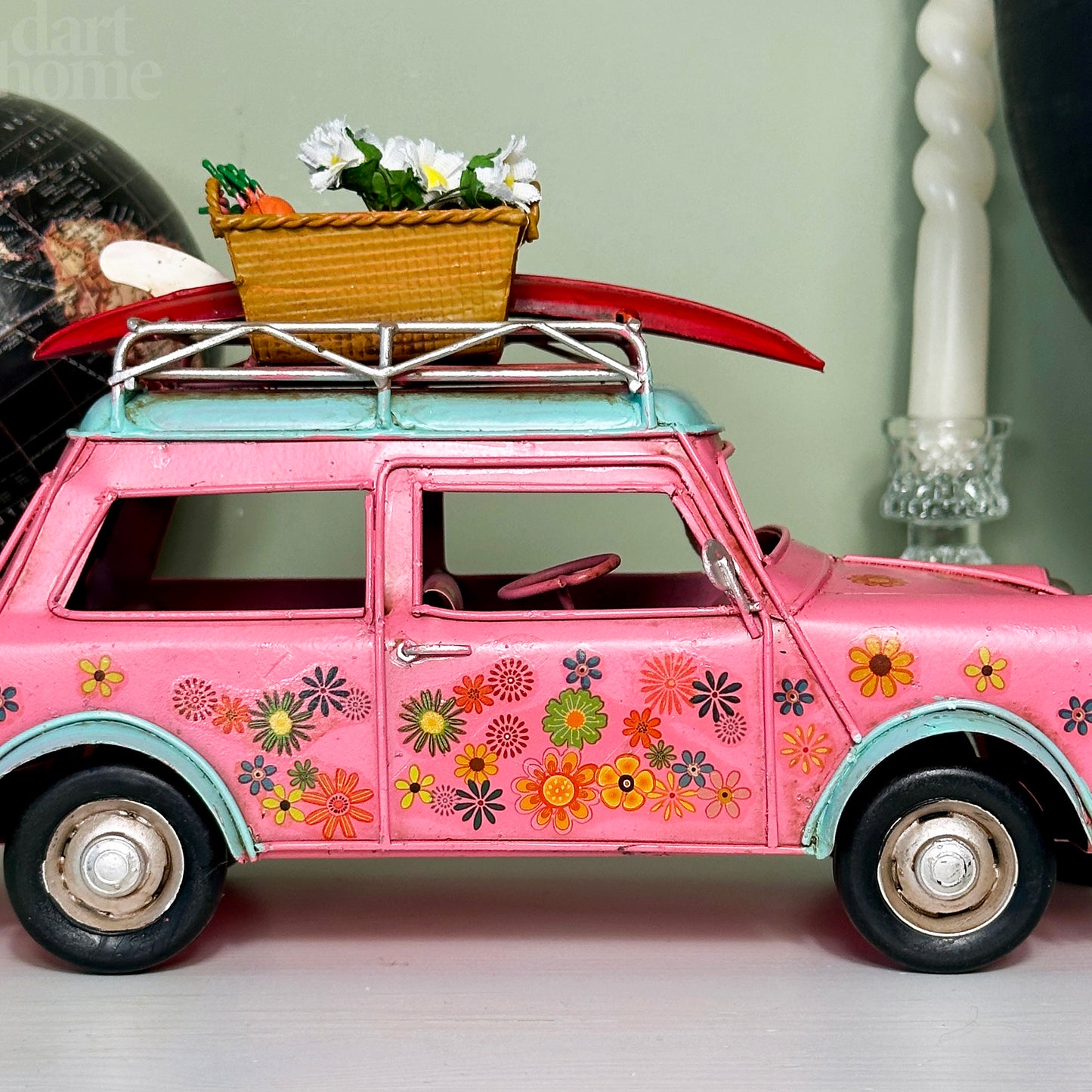 Vintage Pink Floral Car Ornament