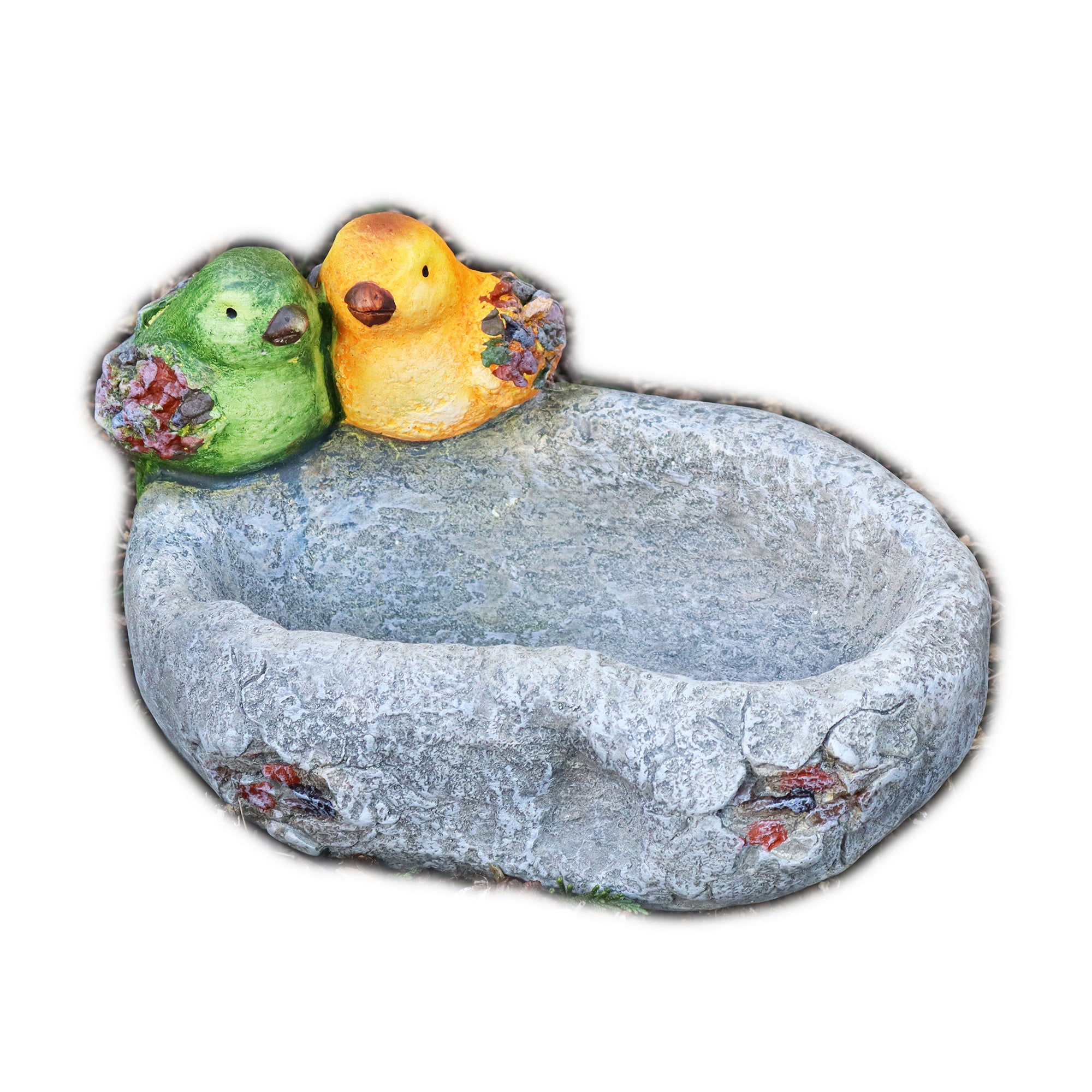Stone Effect Birds On Rock Bird Bath / Feeder