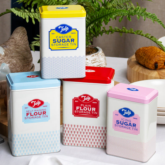 Set Of 4 Retro Tala Flour And Sugar Storage Tins