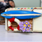 Vintage Yellow Floral Campervan Ornament