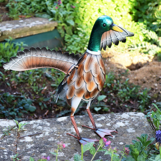 Metal Wings Spread Duck Garden Ornament