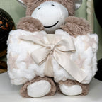 Light Brown Unicorn Plush With Fleece Blanket