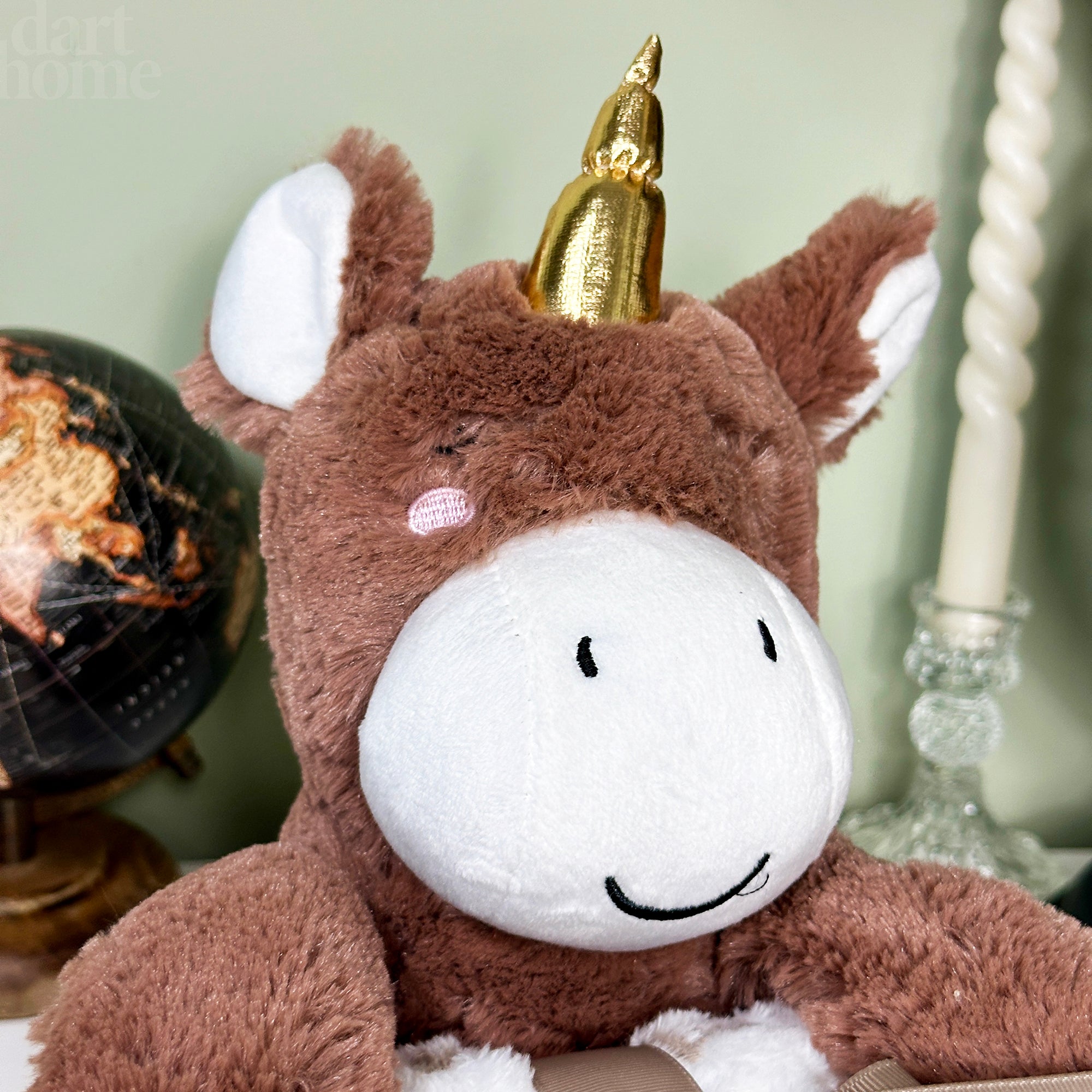 Brown Unicorn Plush With Fleece Blanket