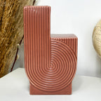 Earthy Red Textured Swirl Vase
