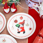 Set Of 6 Christmas Gonk Print Side Plates