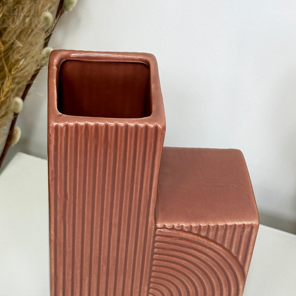 Earthy Red Textured Swirl Vase