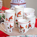 Set Of 6 Christmas Gonk Mugs