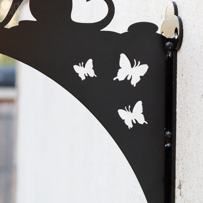 Steel Cat And Butterfly Hanging Basket Bracket