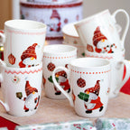 Set Of 6 Christmas Gonk Mugs