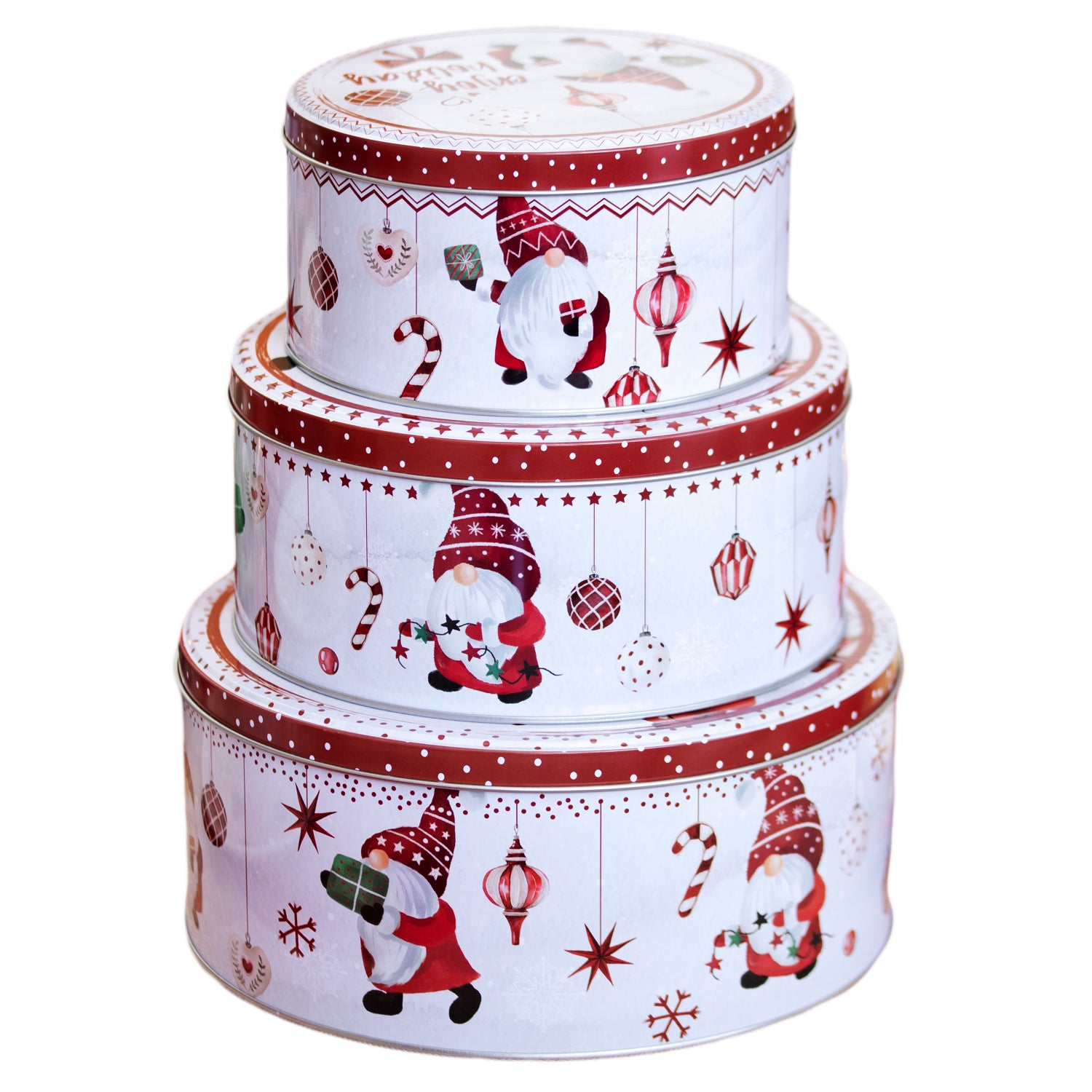 Set Of 3 Christmas Gonk Nesting Cake Tins