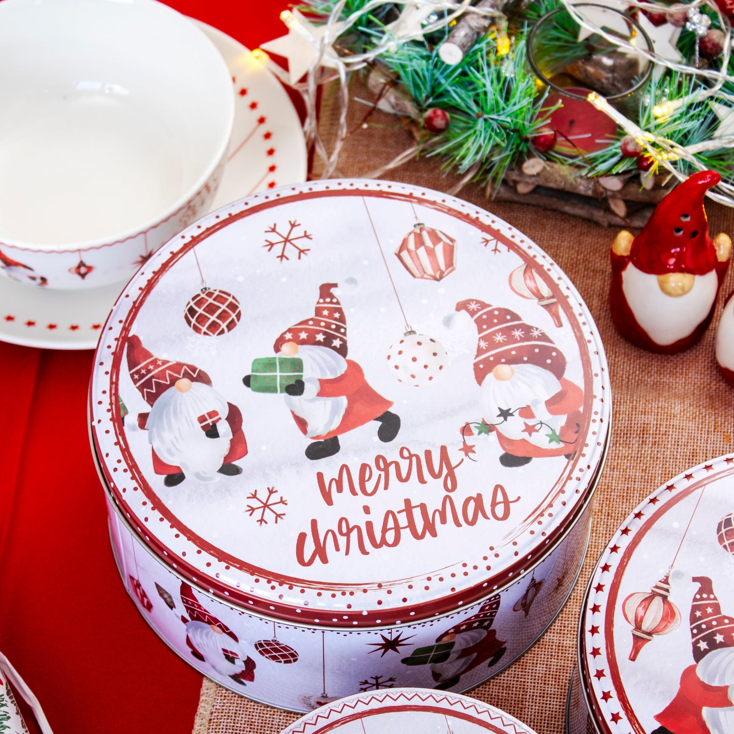 Set Of 3 Christmas Gonk Nesting Cake Tins