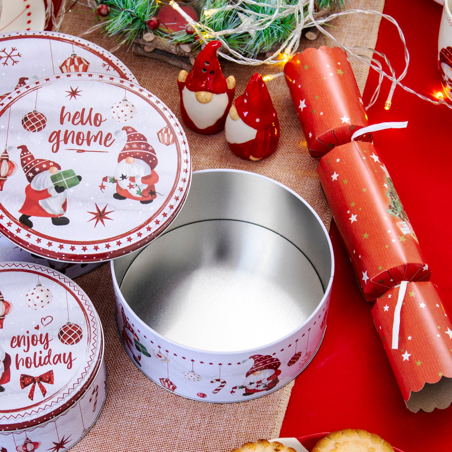 Set Of 3 Christmas Gonk Nesting Cake Tins