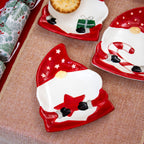 Set Of 3 Red Christmas Gonk Serving Plates