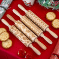 Set Of 4 Embossed Christmas Rolling Pins