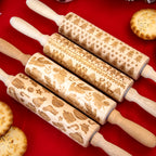 Set Of 4 Embossed Christmas Rolling Pins