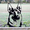 Peeking German Shepherd Silhouette Fence Topper