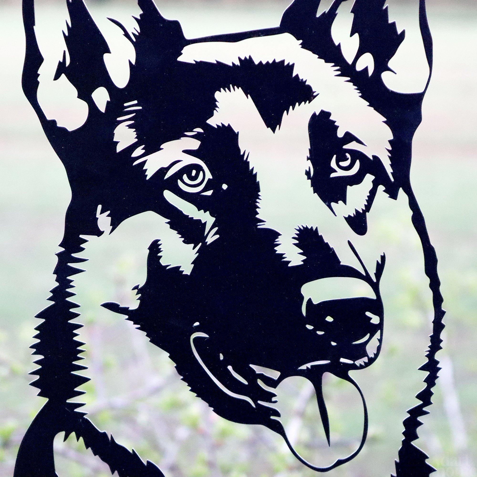 Peeking German Shepherd Silhouette Fence Topper