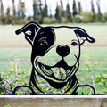 Peeking Staffie Silhouette Fence Topper