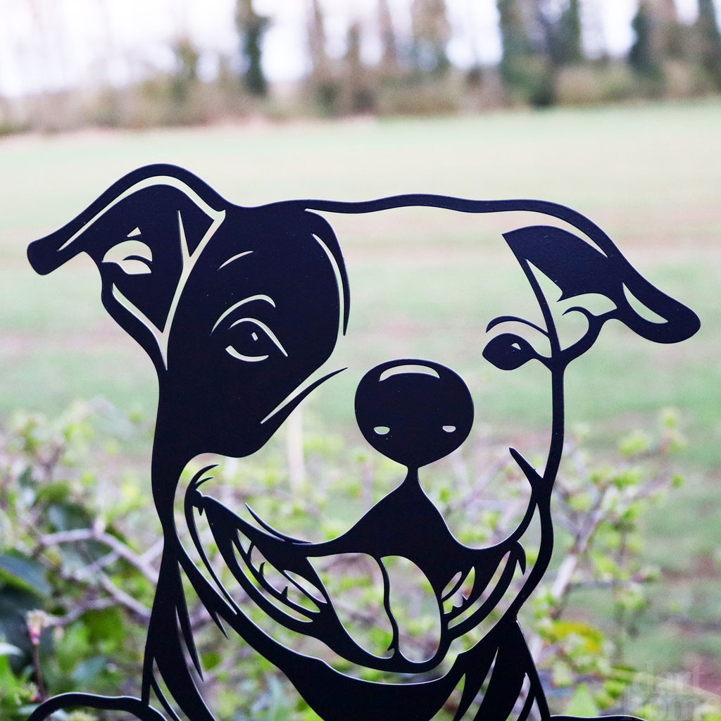 Peeking Staffie Silhouette Fence Topper