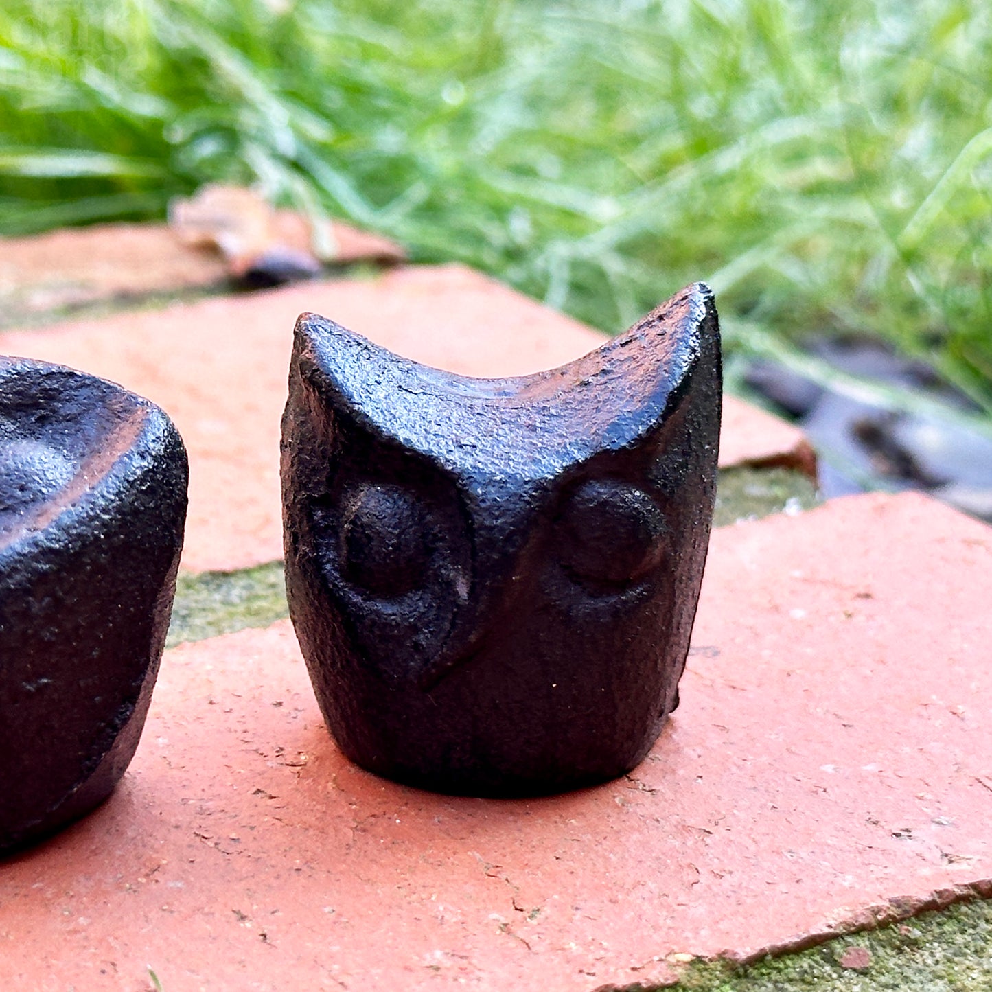 Set Of 3 Cast Iron Mini Celtic Owls