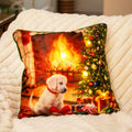 Light Up Sitting Puppy Christmas Cushion