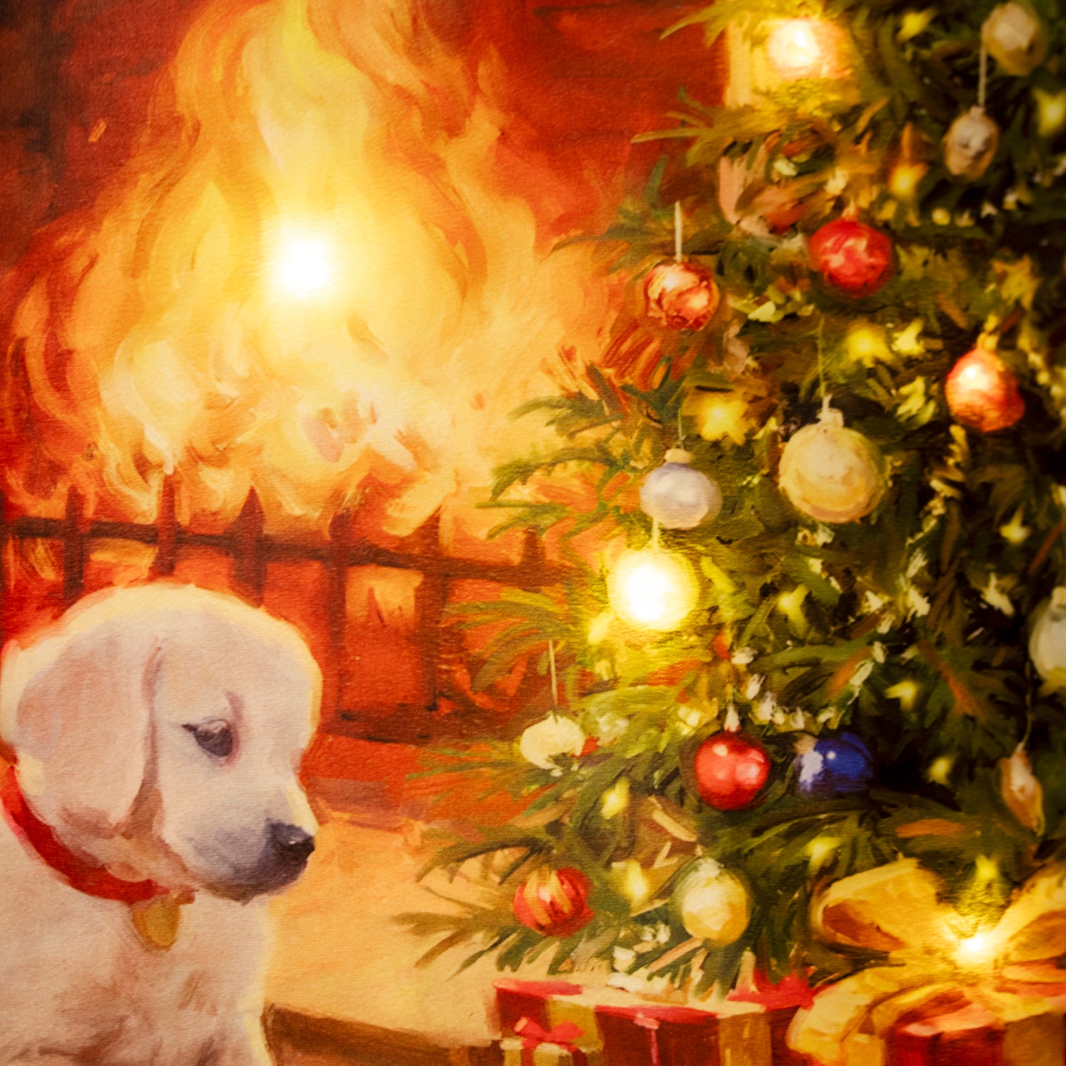 Light Up Sitting Puppy Christmas Cushion