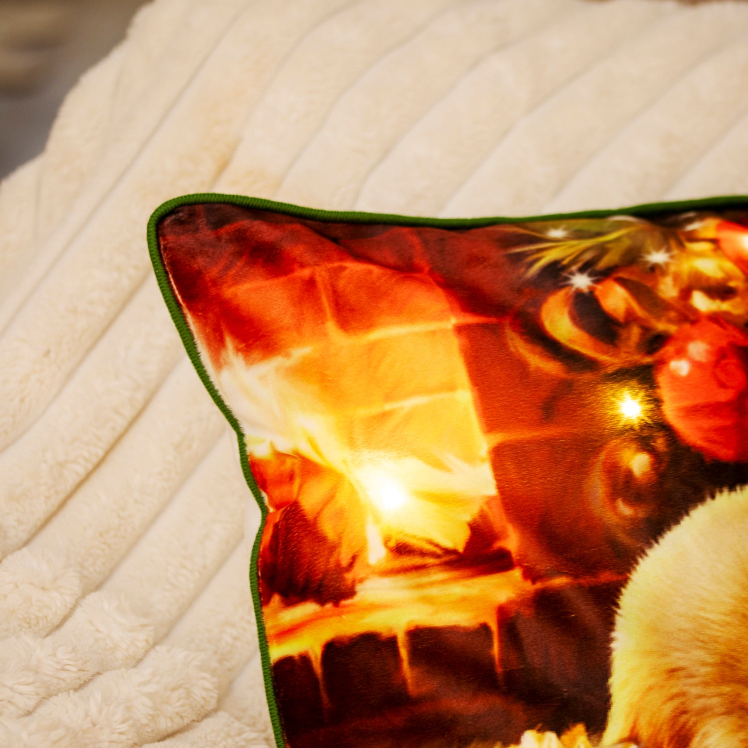 Light Up Christmas Sleeping Puppy Cushion