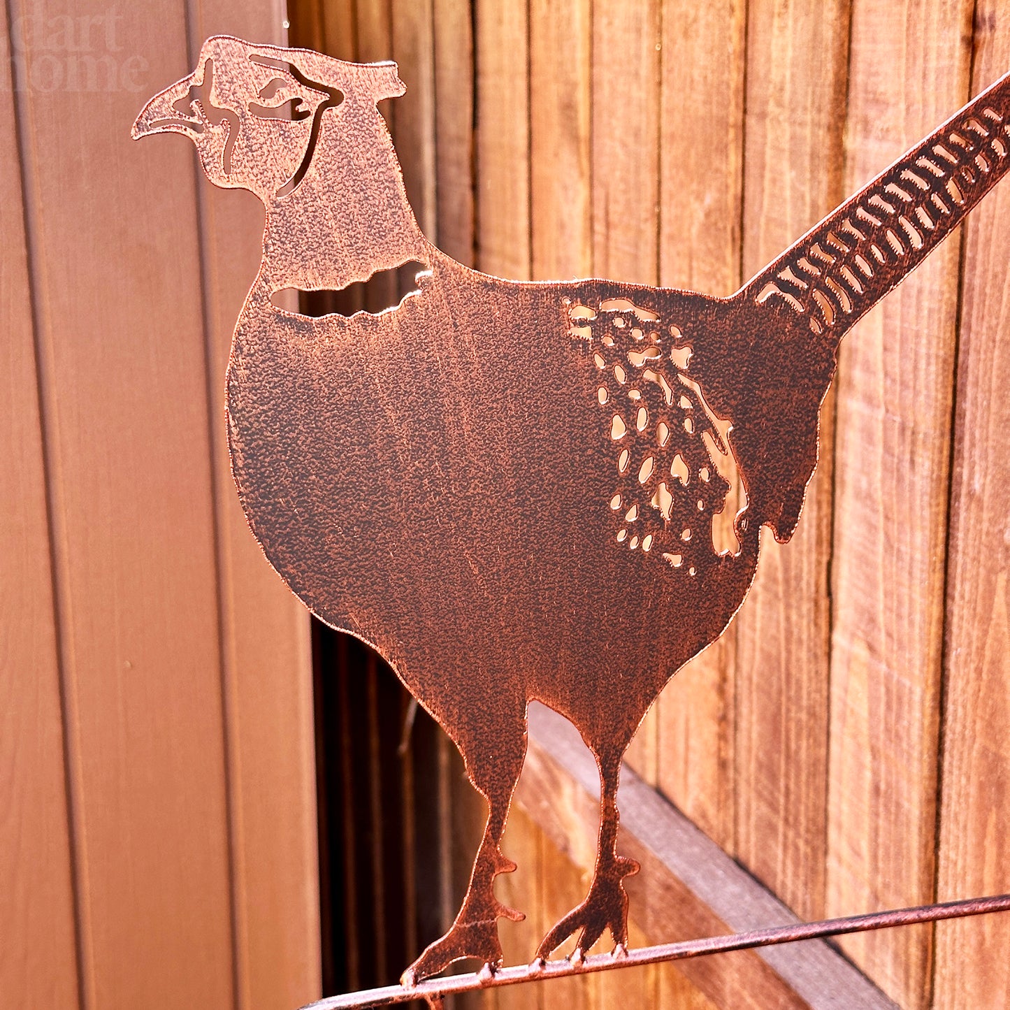 Fasanen-Vogelfutterhalter aus Stahl mit Kupfereffekt