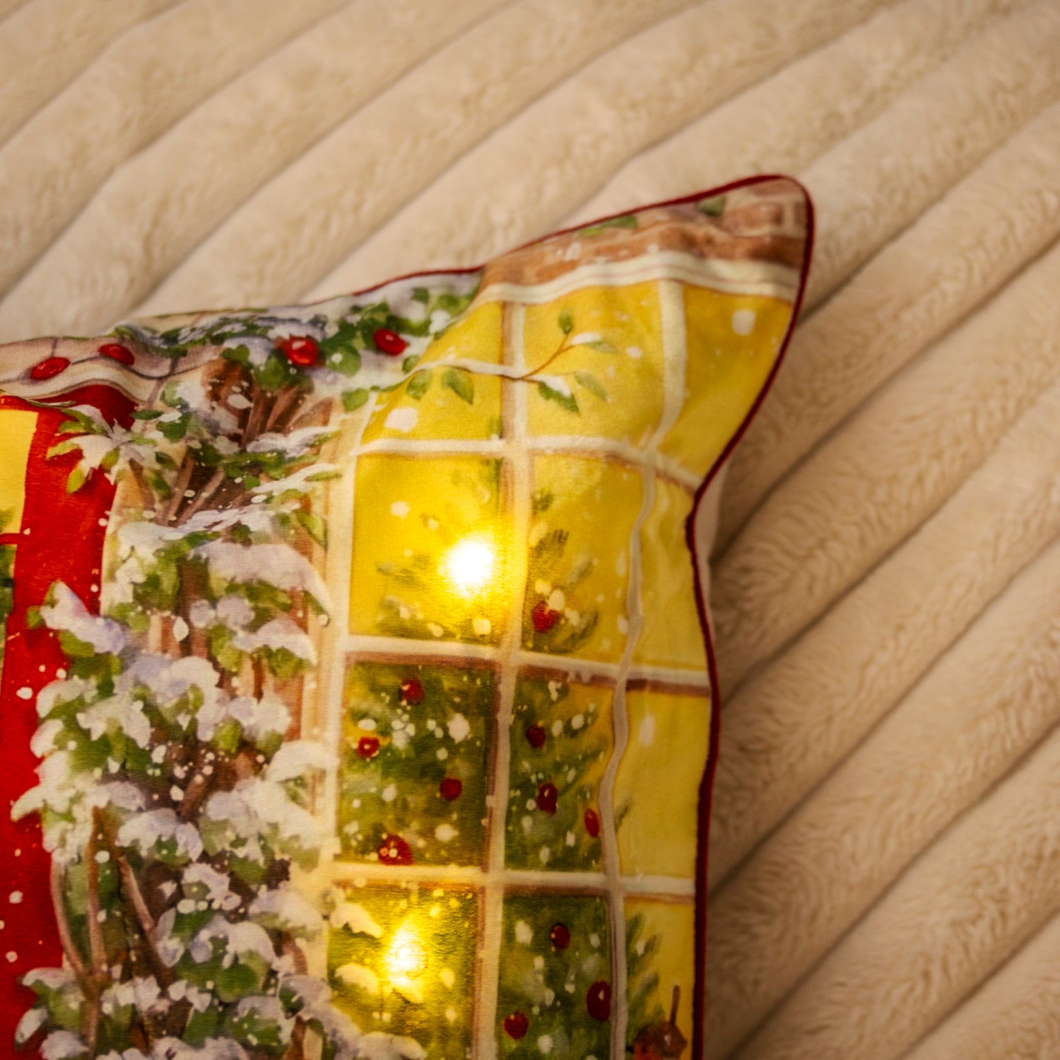 Light Up Traditional Christmas Scene Cushion