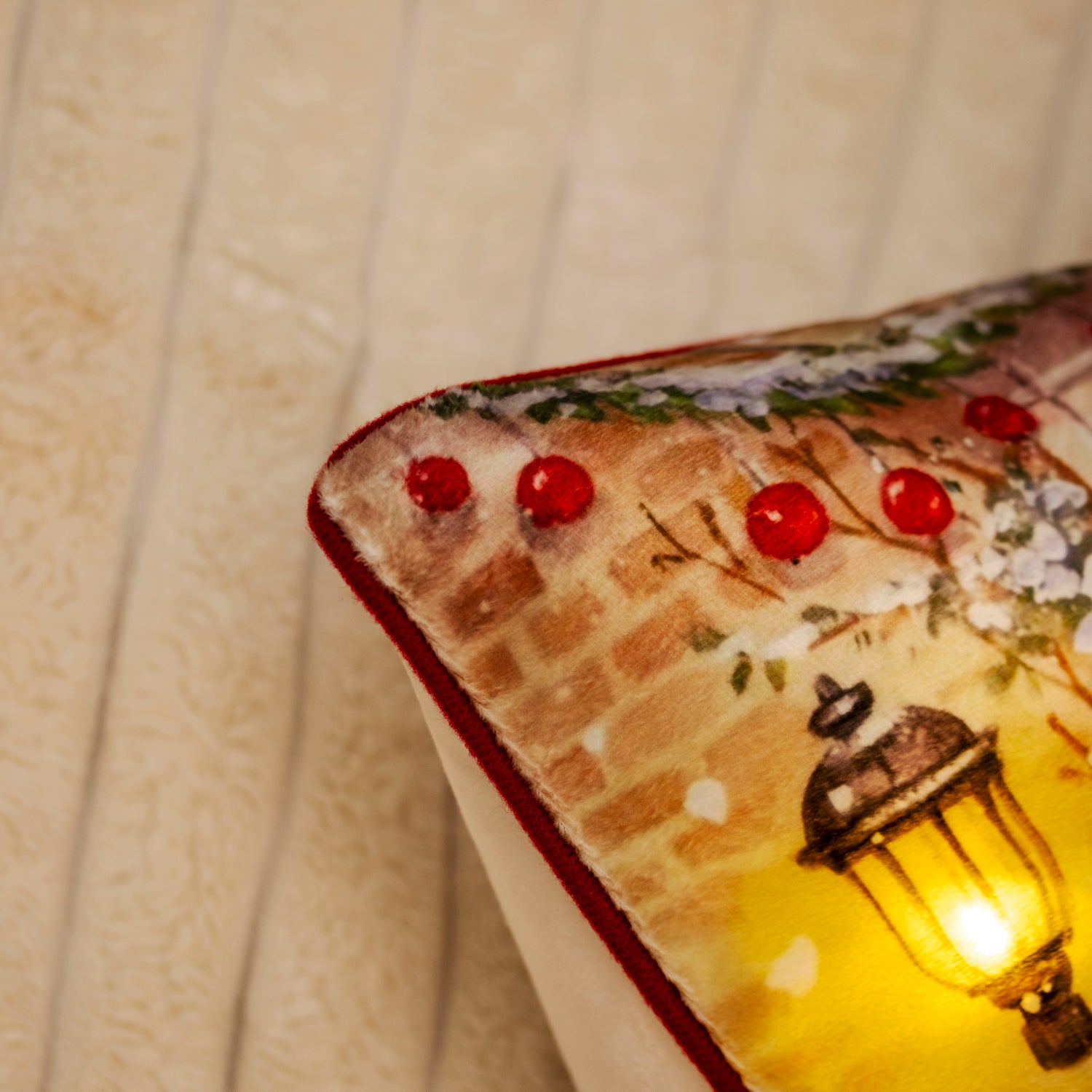 Light Up Traditional Christmas Scene Cushion