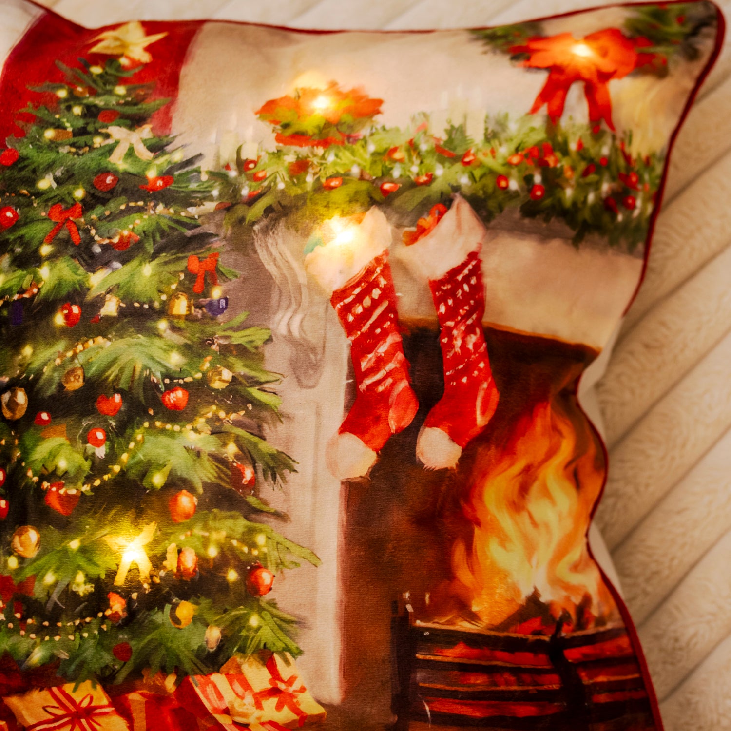 Light Up Traditional Christmas Tree Cushion
