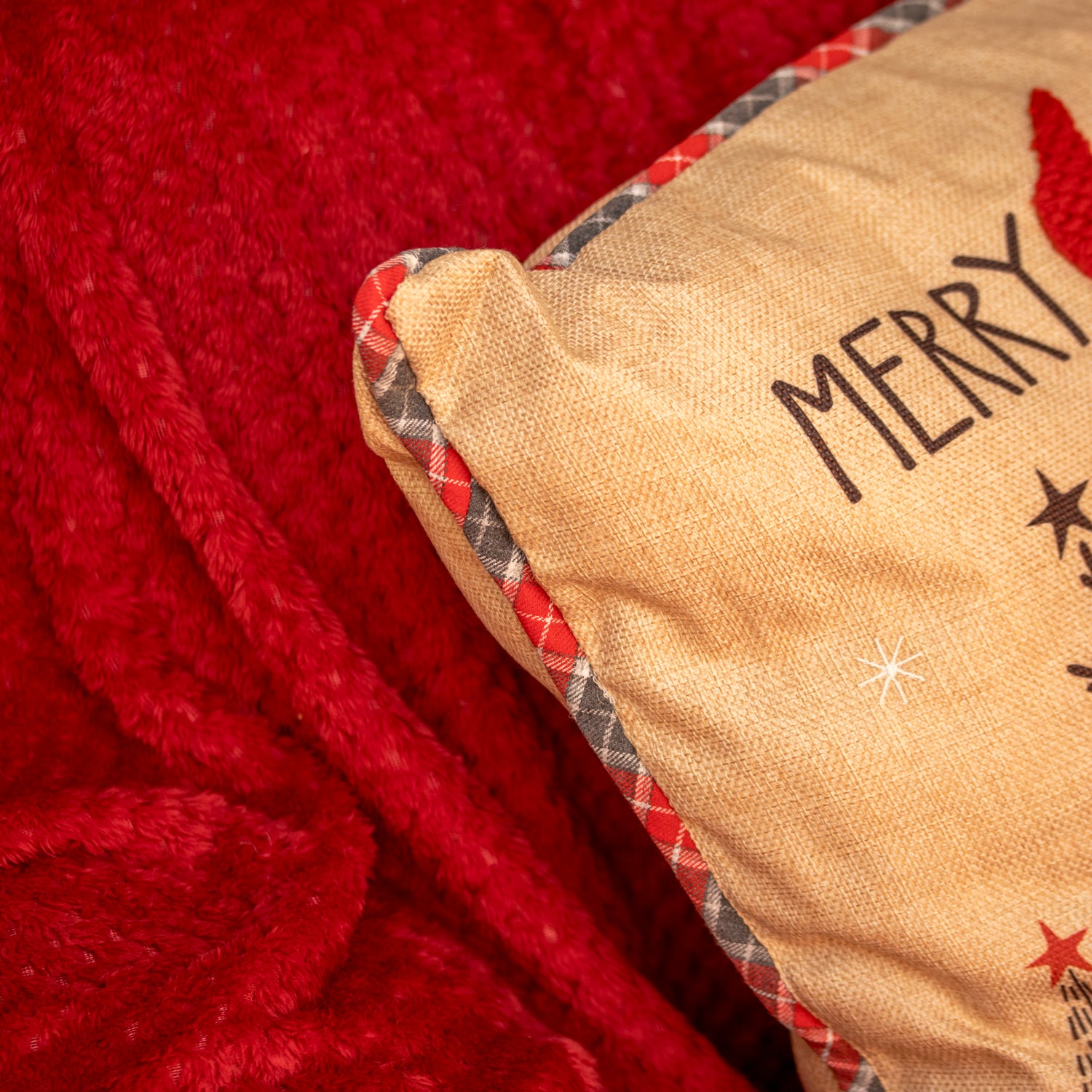 Hessian Tartan Christmas Gnome Cushion